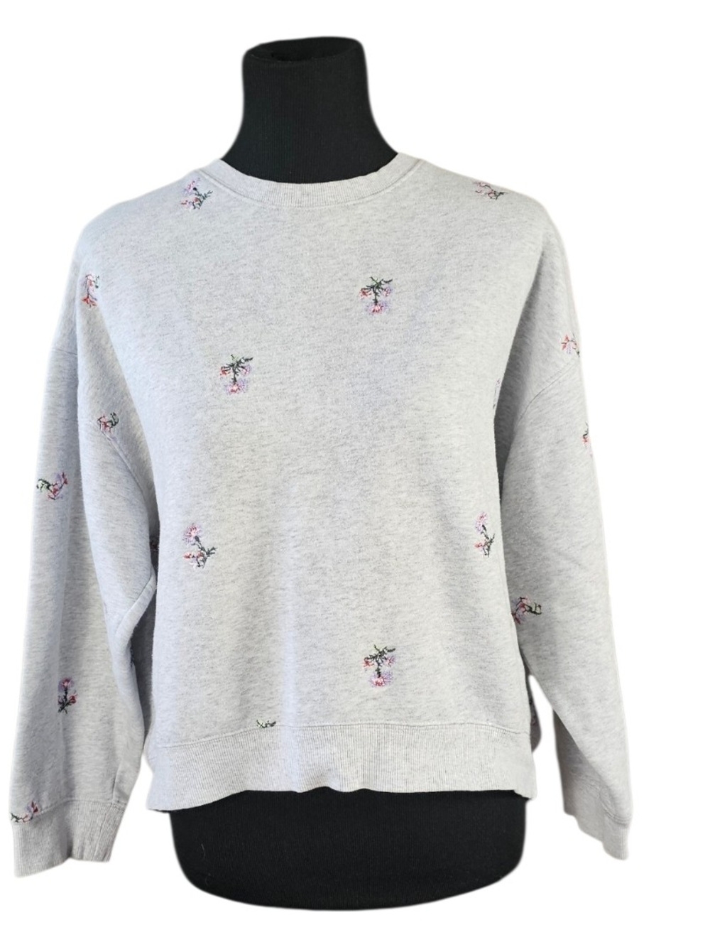 H&M LOGG Floral Embroidered Sweatshirt Jogger Set Gray Lounge Set XS S - Picture 2 of 12